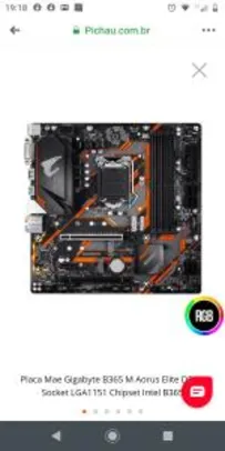 PLACA MAE GIGABYTE B365 M AORUS ELITE DDR4 SOCKET LGA1151 CHIPSET INTEL B365 - R$618