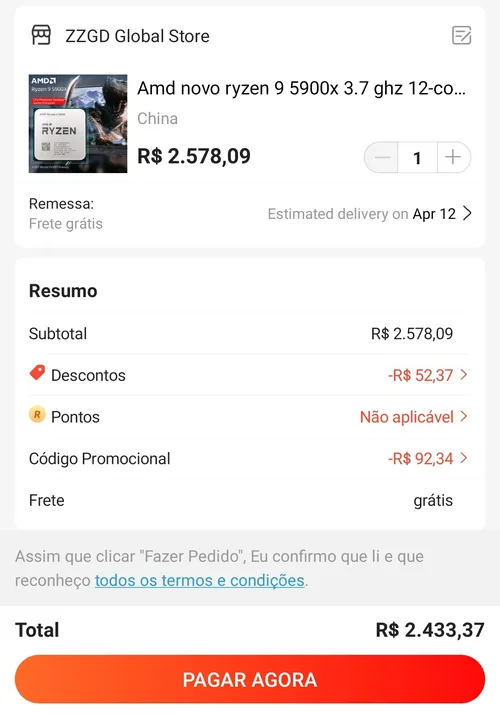 Imagem na descrição da promoção