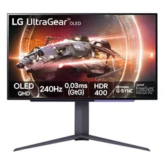 Monitor Gamer LG UltraGear OLED Tela 27” QHD HDR400 True black 1.5M:1 240Hz 0,03ms (GtG) NVIDIA G-SYNC – 27GS95QE-B