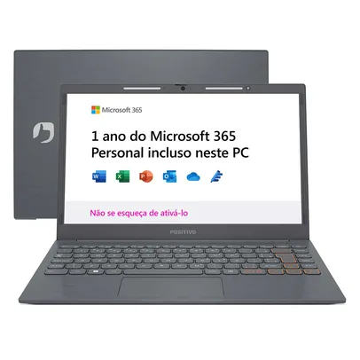 Notebook Positivo Vision C C4128A-14 Intel Celeron 4GB 14.1&quot; Windows 11 Home Cinza