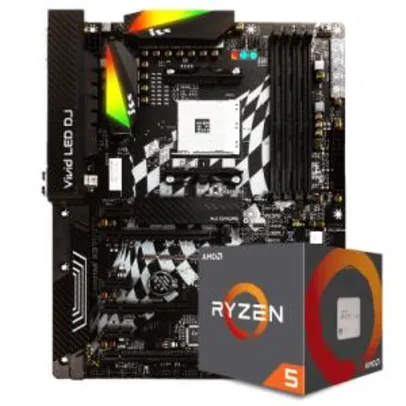 KIT UPGRADE PLACA MÃE BIOSTAR RACING X370GT7 RGB DDR4 + PROCESSADOR AMD RYZEN 5 2600X 3.6GHZ