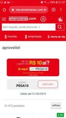 10 reais desconto em suas compras