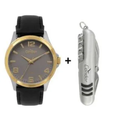 [APP+CUPOM+AME R$64,00] Relógio Condor Masculino Couro Bicolor Com Canivete Co2035mpj/k5c R$89