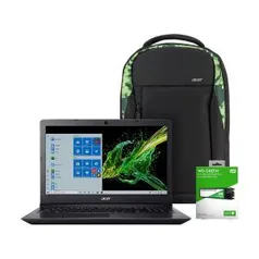 Notebook Aspire + SSD 240GB + Mochila Camuflada