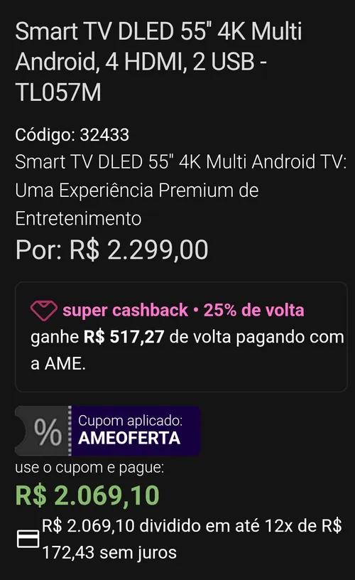 Imagem na descrição da promoção