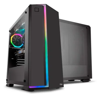 Gabinete NOX INFINITY NEON Painel lateral em Vidro Temperado, Frontal com Iluminação Rainbow, 1 FAN RGB - NXINFINTYNEON - Peças para Computador e Note