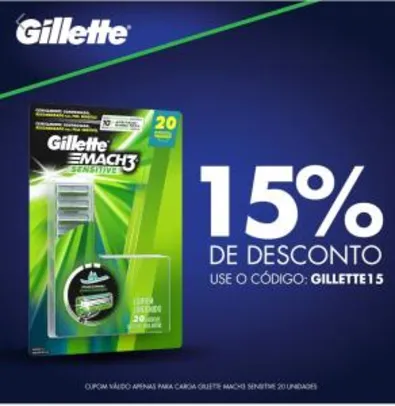 Carga para Aparelho de Barbear Gillette Mach3 Sensitive 20 unidades para Peles Sensíveis | R$80