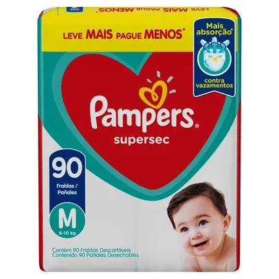 Fralda Pampers M Supersec Jumbo 90 Unidades