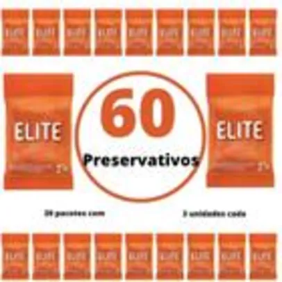 (R$ 0,66 centavos cada) Kit 60 Preservativo Camisinhas Lubrificadas Elite Blowtex