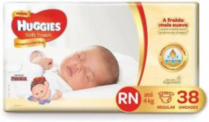 [Prime] Huggies Fralda Soft Touch Mega RN, 38 Fraldas