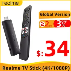 Realme Smart TV Stick 1080p com Android TV versão global, 8gb - Transforma TV em Smart 