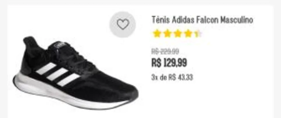Tênis Adidas Falcon Masculino - Preto e Branco R$ 130