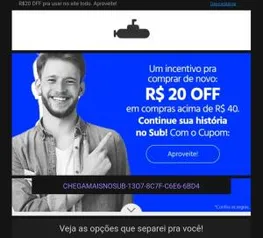 Usuários Selecionados Cupom de R$20