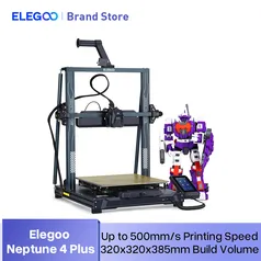 ELEGOO-NEPTUNE 4 PLUS Impressora 3D FDM, até 500 mm/s de impressão, Klipper, Motherboard de alta velocidade, Build Volume 320x320x385mm