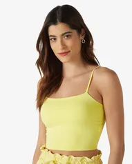 Top Cropped Feminino Básico Alças Finas Microfibra Amarelo Pool Basics by Riachuelo