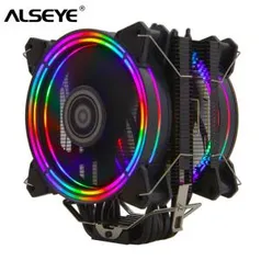 ALSEYE H120D CPU Cooler PWM 120 milímetros RGB 4 Pinos 6 Tubos de Calor Cooler para LGA 775 115x1366 2011 AM2 + AM3 + AM4