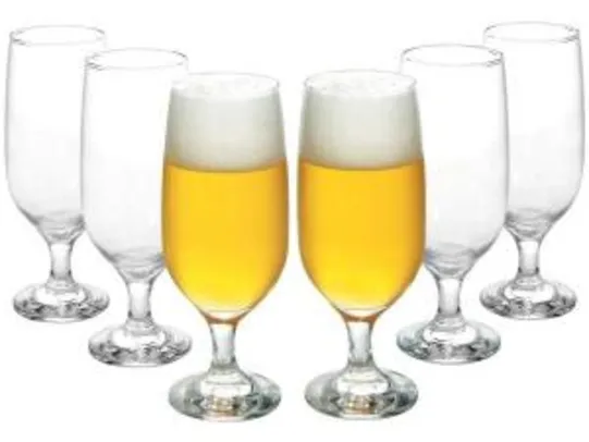 Saindo por R$ 29,9: Conjunto de Taças de Vidro para Cerveja 6 Peças - 300ml Nadir Floripa 7732 - | Pelando