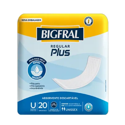 Absorvente Geriátrico Bigfral Plus Tamanho Único Com 20 Unidades