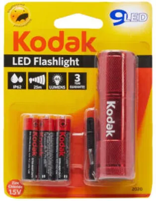 [PRIME] Lanterna 9-LED + 3 Pilhas AAA Palito Comum, Kodak | R$11