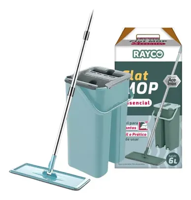 Rodo Flat Mop E Balde Lava E Seca Profissional Com 2 Refil