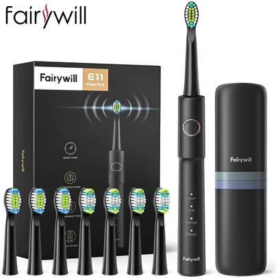 Escova de Dente Elétrica Fairywill Sonic E11 - 08 refis | R$92