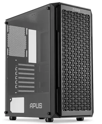 Gabinete Gamer Pichau Apus Black, Mid-Tower, Lateral de Vidro Temperado, Com 3 Fans, Preto, PG-APS-B