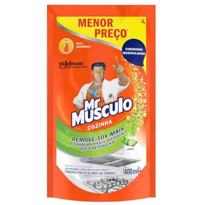 [REC +Por- R$6 ] Mr. Músculo Desengordurante Cozinha Refil Sachet Limão 400 ml