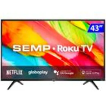 (App) Smart TV Semp LED 43 Polegadas Full HD Wi-Fi HDMI USB Roku 43R6500