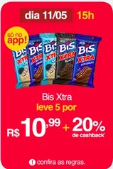 [Ame R$4,80] 5 Bis Xtra 45g por R$6 no app