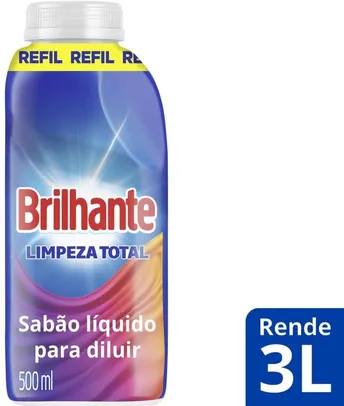 Detergente Líquido Para Diluir Brilhante Limpeza Total 500ml* | R$12