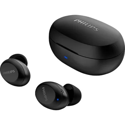 Fone de Ouvido Sem Fio Philips TAT1235 TWS Preto Bluetooth 5.1 Resistente à Água com Estojo Wireless