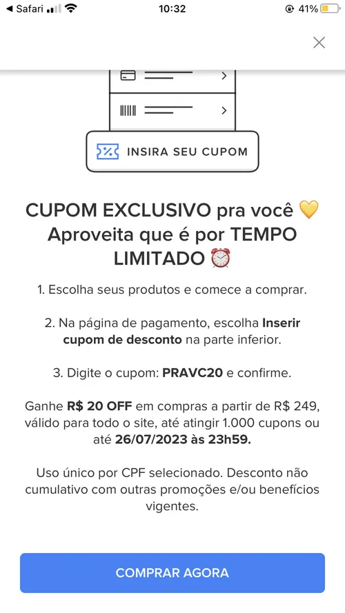 Imagem na descrição da promoção