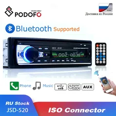 Rádio de carro Podofo Digital Bluetooth, MP3 Player, JSD 520, 60W x 4, áudio 