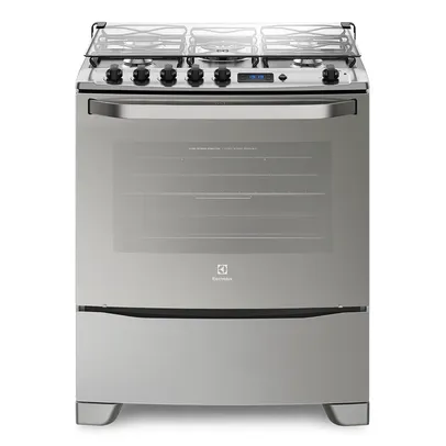 Fogão 5 Bocas Electrolux Prata Automático com Grill e Tripla Chama (76GSR) - Bivolt