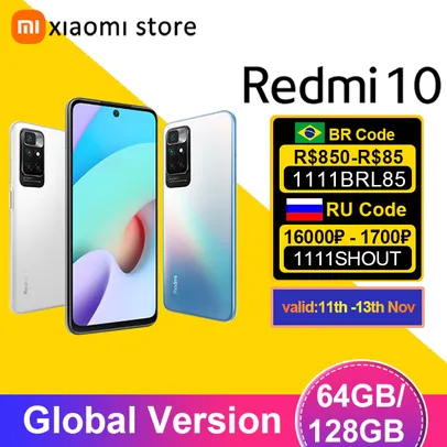 (11.11) Smartphone Xiaomi Redmi 10 64G versão global 