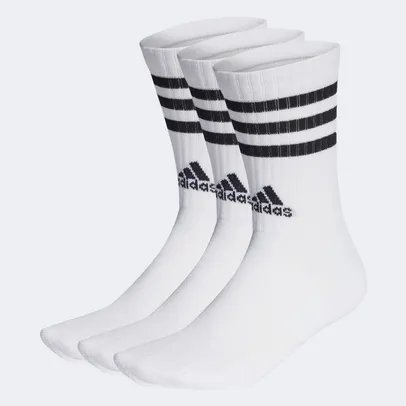 Kit Meia Adidas Cano Alto 3 Listras c/ 3 Pares