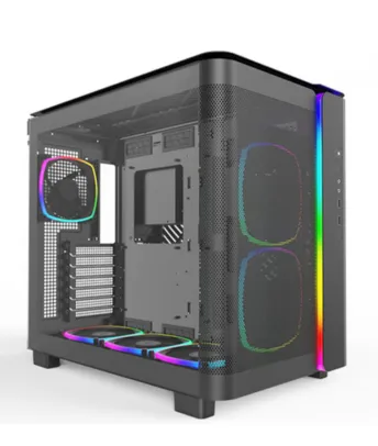 6Gabinete Gamer Montech King 95, ARGB, Mid Tower, Vidro Temperado, ATX, Black