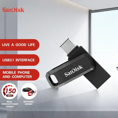 Pendrive Sandisk 2 em 1 OTG Usb 3.1 150Mb/S