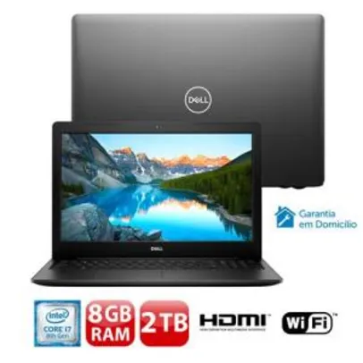 Notebook Dell Core i7-8565U 8GB 2TB Tela 15.6” Linux Inspiron I15-3583-D5XP | R$ 3.704