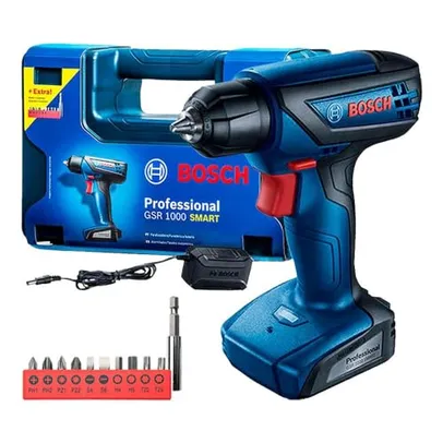 Bosch Parafusadeira Furadeira Gsr 1000 Smart 12V Com 1 Bateria 1 Carregador E Maleta