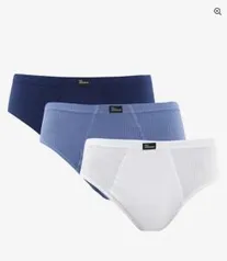 Kit Cueca 3 Peças Slip Canelada - Azul/Branco