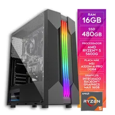 Computador Gamer Certox AMD Ryzen 5 5600g, 16GB RAM, SSD 480GB, Radeon Vega 7, Stream 1034