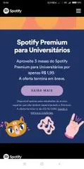 3 meses Spotify Premium - R$ 1,99 (Universitários que nunca foram premium)