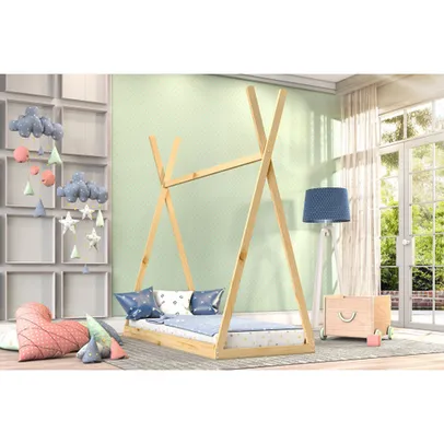 Cama Infantil Montessoriana Cabana Madeira Maciça Cor Natural