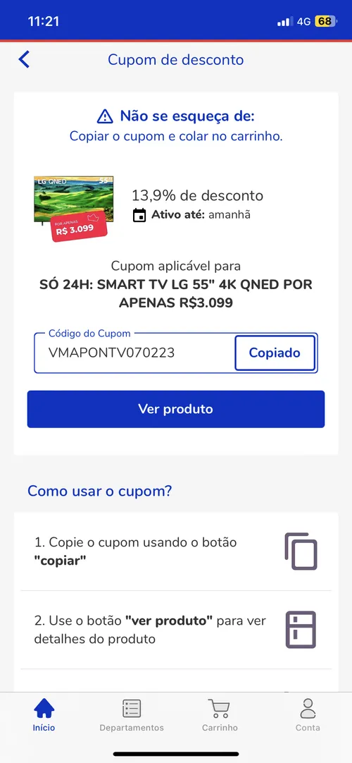 Imagem na descrição da promoção