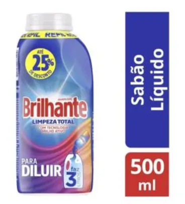 [ LEVE 3 PAGUE 2] Sabão Líquido Concentrado Brilhante Limpeza Total - Refil 500ml | R$9 cada