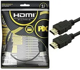 Cabo Hdmi 2.0 4K Hdr 19P 1M Pix Gold, Preto | R$12