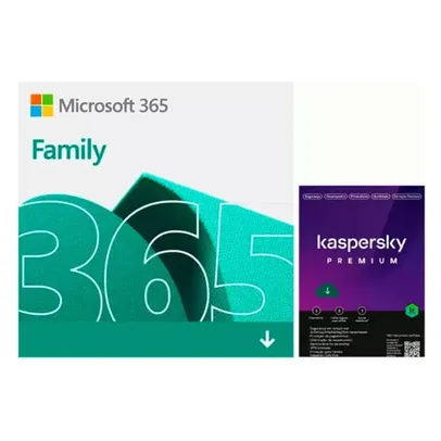 Microsoft 365 Family 1 licença para até 6 usuários Assinatura 15 meses + Kaspersky Antivírus Premium para 5 dispositivos