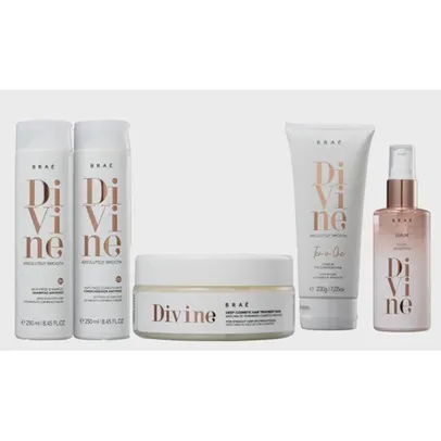 Kit Brae Divine Shampoo e Condicionador 250ml + Máscara + Leave-in 200ml + Serum Plume 60ml