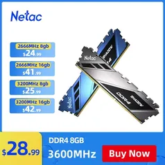 Memória RAM Ddr4 32GB (2x16GB) 3200mhz Netac